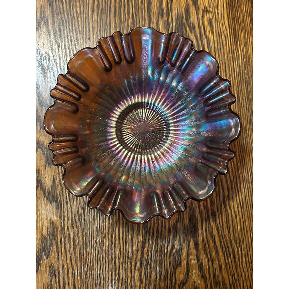 Vintage Northwood Carnival Glass Dark Marigold Ripple - Picture 4 of 8